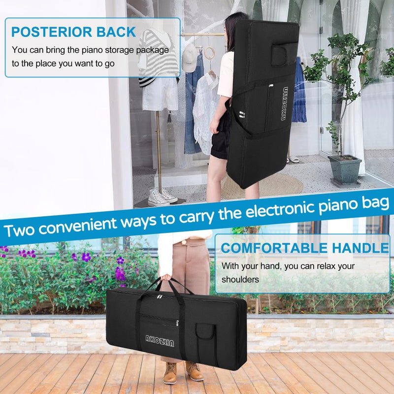 AKOZLIN 61 Keys Portable Padded Keyboard Case,Dimension 40"X6"X16", Electric Piano Keyboard Gig Bag (Black) - Image 5